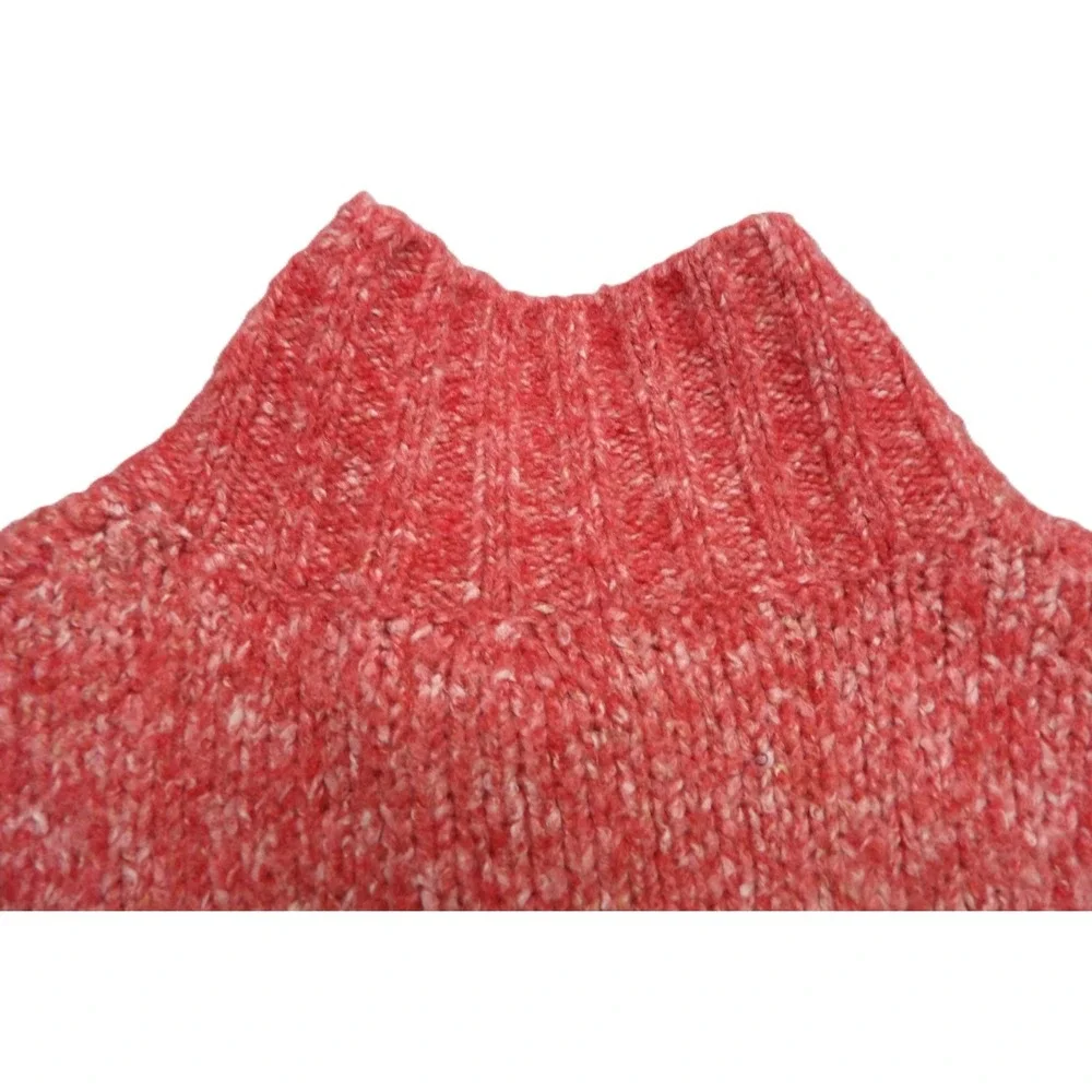 LL Bean Wool Blend Sweater Vest Women S Pink Cable Knit Button Mock Neck Classic